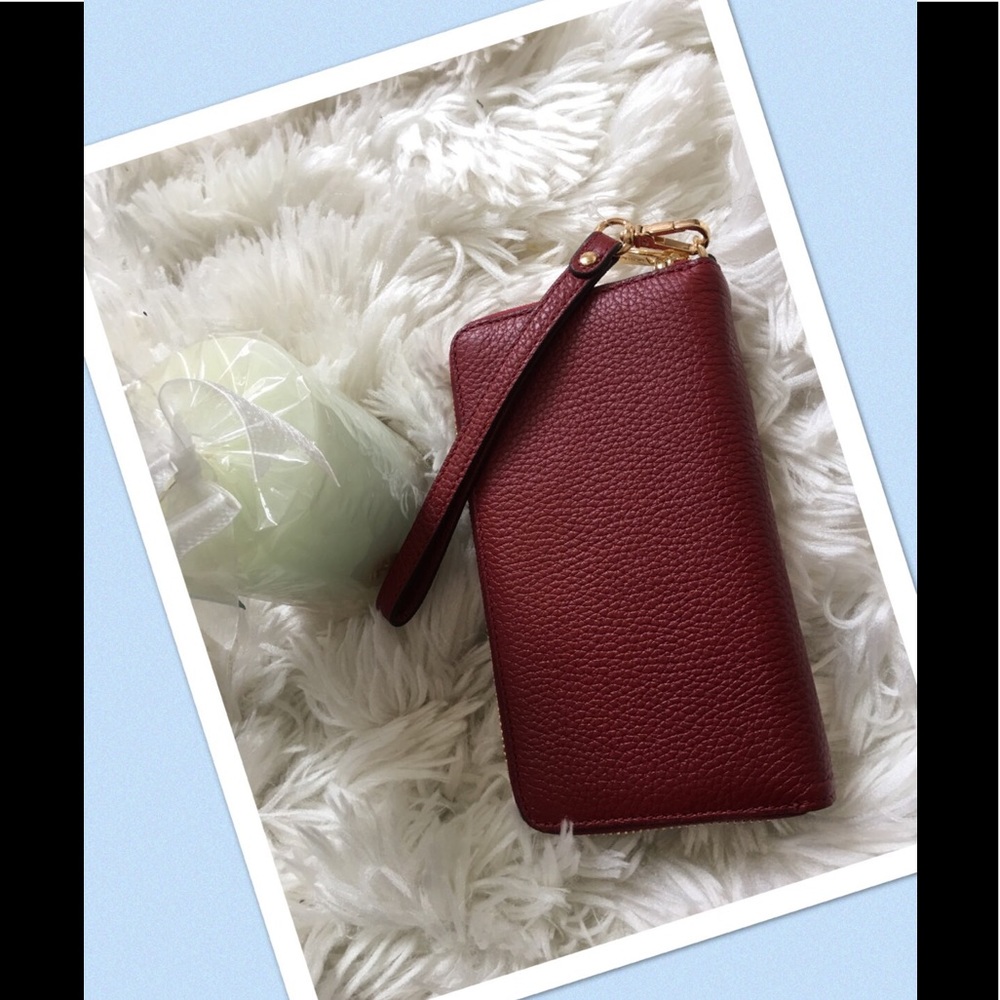 MICHEAL KORS WRISTLET MARRON LEATHER WALLET - Picture 4 of 6
